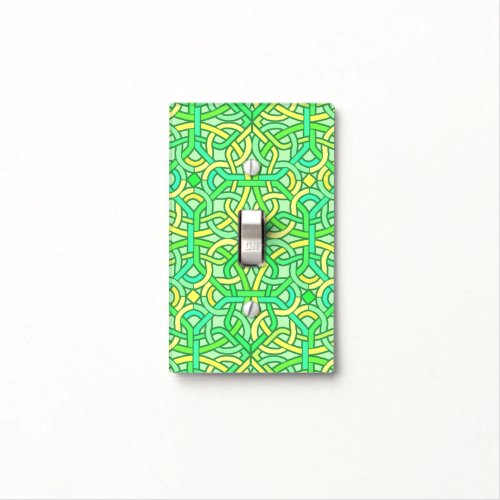 Celtic Knot Irish Braid Pattern Green Yellow Light Switch Cover