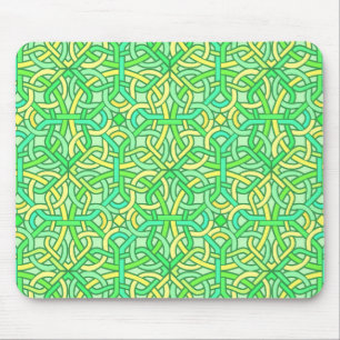 Celtic Knot Irish Braid Pattern Green Yellow Mouse Pad