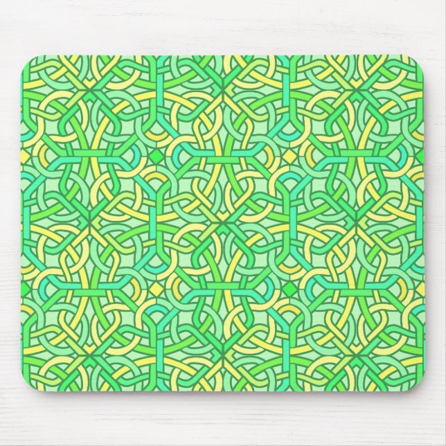 Celtic Knot Irish Braid Pattern Green Yellow Mouse Pad (Front)