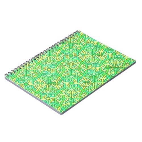 Celtic Knot Irish Braid Pattern Green Yellow Notebook