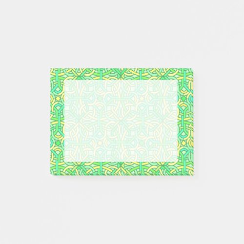 Celtic Knot Irish Braid Pattern Green Yellow Post_it Notes