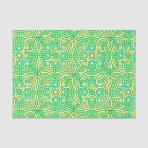 Celtic Knot Irish Braid Pattern Green Yellow Tissue Paper