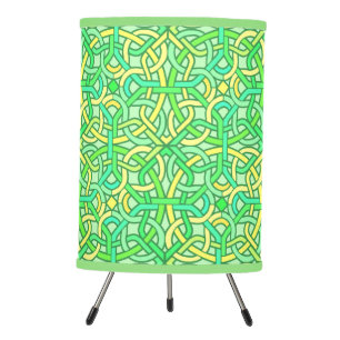 Celtic Knot Irish Braid Pattern Green Yellow Tripod Lamp
