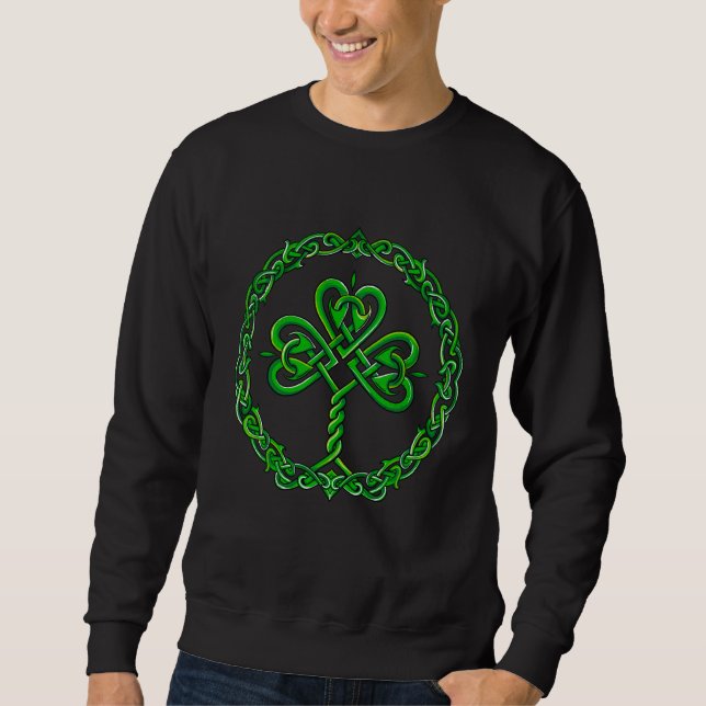 Celtic Knot Irish Shamrock 3 Leaf C St Pats Day Sweatshirt (Front)