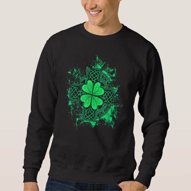 Celtic Knot Irish Shamrock Three Leaf C St Patrick Sweatshirt (Front)