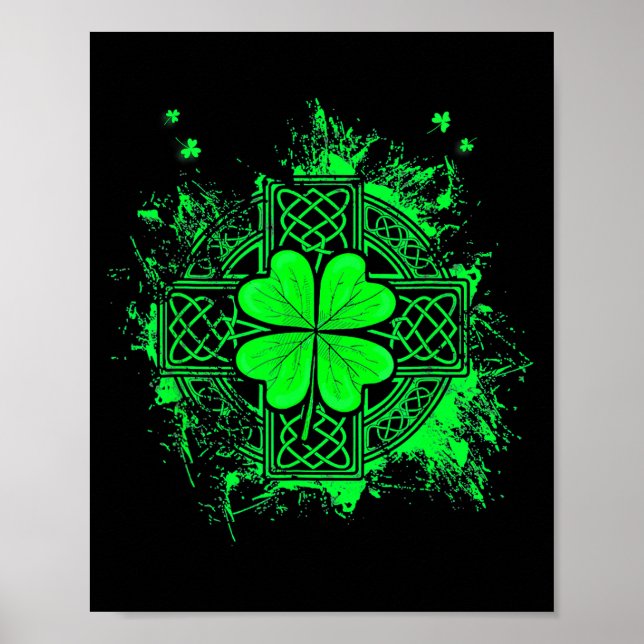 Celtic Knot Irish Shamrock Three Leaf Clover St Pa Poster (Front)