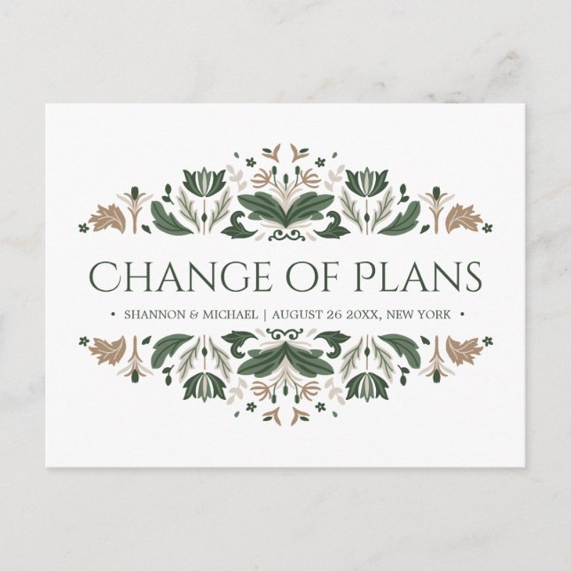 Celtic Knot | Irish Wedding Cange of Plans Announcement Postcard (Front)
