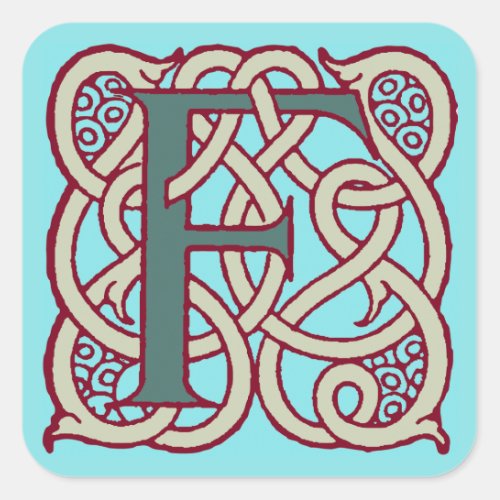 Celtic Knot letter initial monogram F Square Sticker