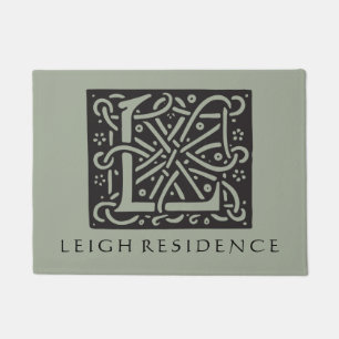 Celtic Knot Letter L Monogram with Family Name Doormat