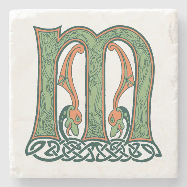 Celtic Knot Letter M, Irish Design Stone Coaster | Zazzle