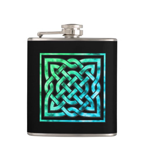 Celtic Knot Liquor Flask _ Square Blue Green