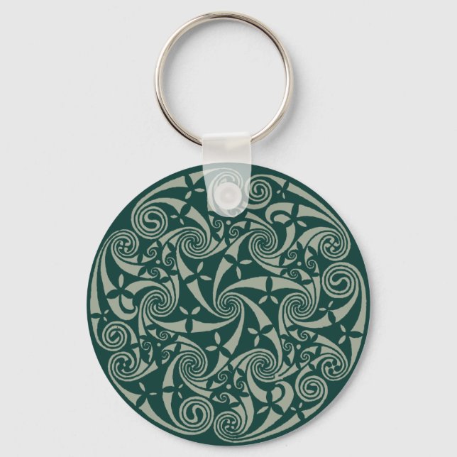 Celtic Knot Medallion Round Design, Irish Artwork Keychain (Front)