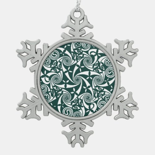 Celtic Knot Medallion Round Design Irish Artwork Snowflake Pewter Christmas Ornament