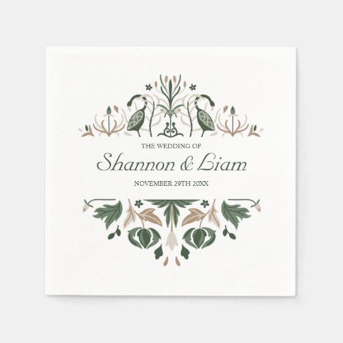 Celtic Knot  Modern Floral Irish Custom Wedding Napkins