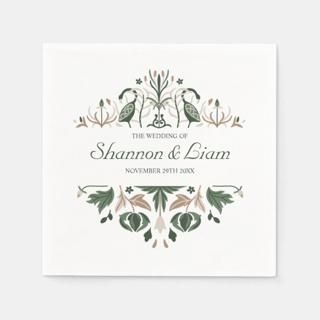 Celtic Knot | Modern Floral Irish Custom Wedding Napkins (Front)