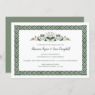 Celtic Knot   Modern Floral Irish Wedding Invitation
