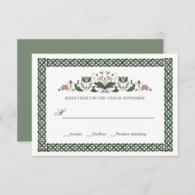 Celtic Knot | Modern Floral Irish Wedding Invitation (Front/Back)