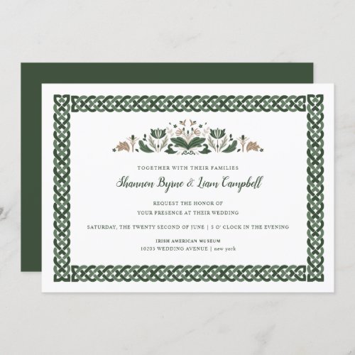 Celtic Knot  Modern Floral Irish Wedding Invitation