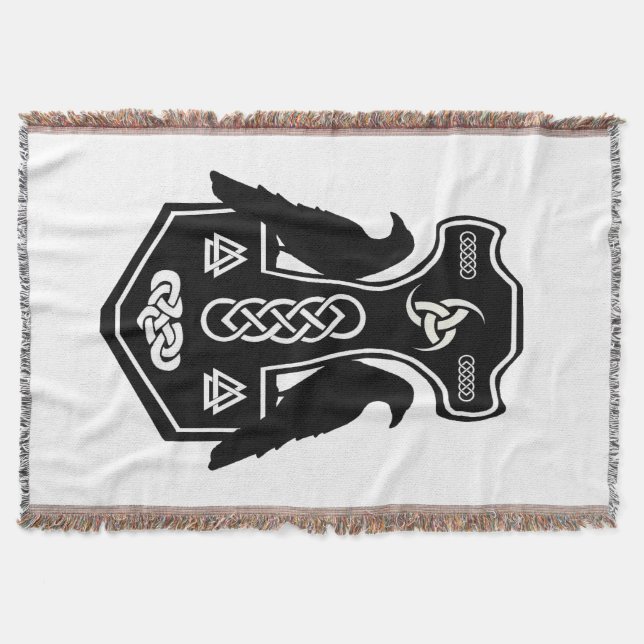 Celtic Knot Norse Thor's Hammer Throw Blanket (Front)