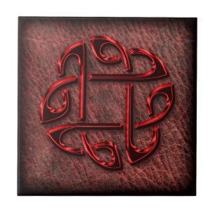 Celtic knot on genuine leather ceramic tile