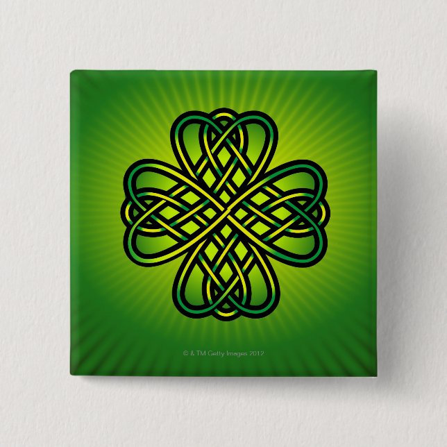 Celtic Knot on green glow Button (Front)