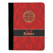 Celtic Knot on Red Lace Personalized Padfolio (Front)