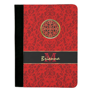 Celtic Knot on Red Lace Personalized Padfolio