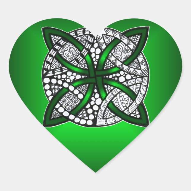 Celtic Knot Original Art Green Heart Sticker (Front)