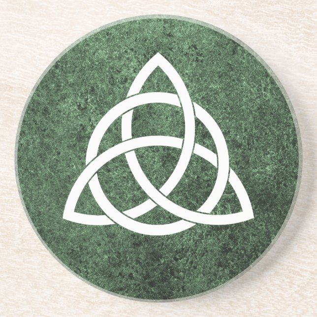 Celtic Knot over Green Granite Sandstone Coaster (Front)