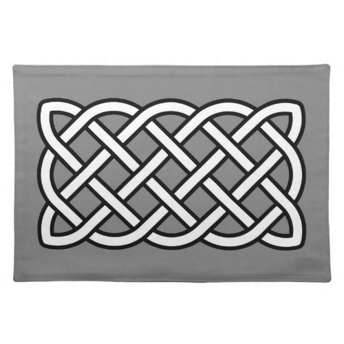 Celtic Knot Pattern Black  White on Gray  Grey Cloth Placemat