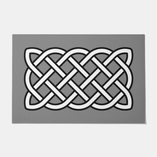 Celtic Knot Pattern Black  White on Gray  Grey Doormat