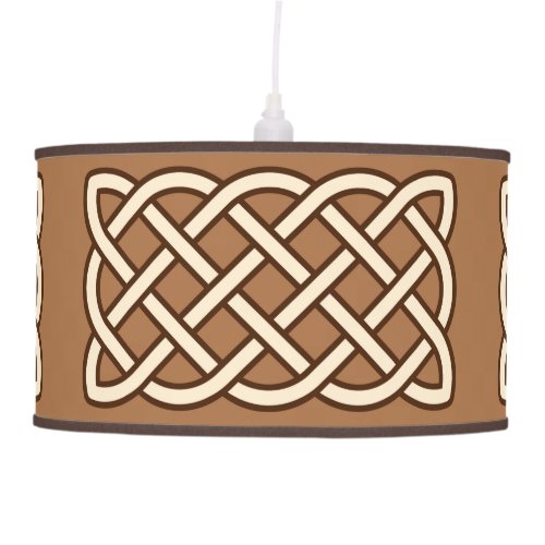 Celtic Knot Pattern Camel Tan Cream and Brown Hanging Lamp