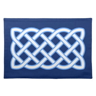 Celtic Knot Pattern, Cobalt Blue and White Cloth Placemat
