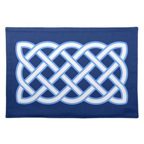 Celtic Knot Pattern Cobalt Blue and White  Cloth Placemat