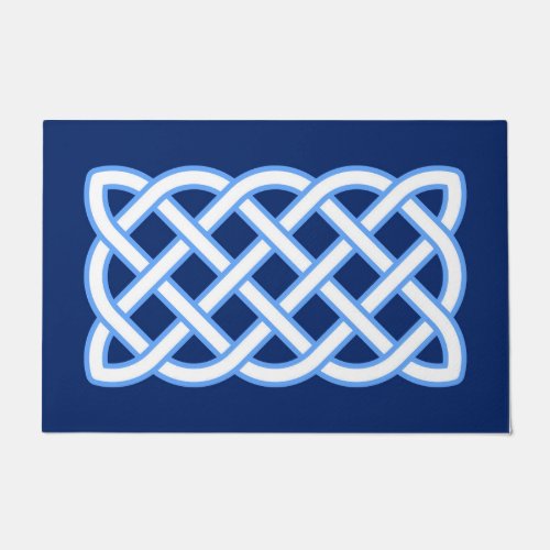 Celtic Knot Pattern Cobalt Blue and White  Doormat