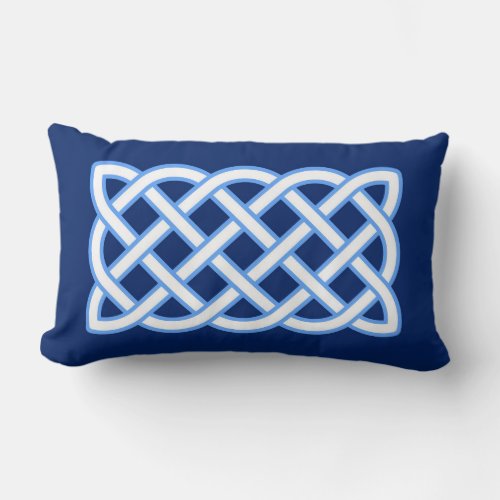 Celtic Knot Pattern Cobalt Blue and White  Lumbar Pillow