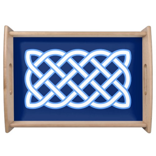 Celtic Knot Pattern Cobalt Blue and White  Serving Tray