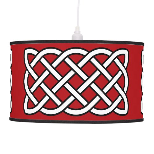 Celtic Knot Pattern Deep Red Black and White Hanging Lamp