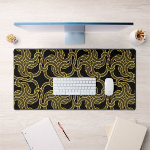   Celtic Knot Pattern Elegant Classy Black & Gold  Desk Mat
