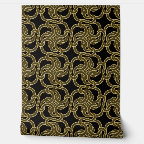  Celtic Knot Pattern Elegant Modern Black and Gold Wallpaper