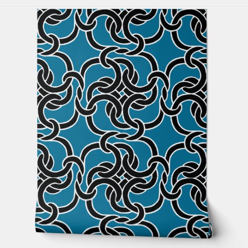    Celtic Knot Pattern Elegant Modern Black  Blue Wallpaper