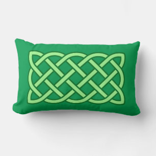 Celtic Knot Pattern, Emerald and Lime Green  Lumbar Pillow