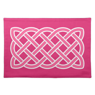 Celtic Knot Pattern, Fuchsia Pink and White  Cloth Placemat
