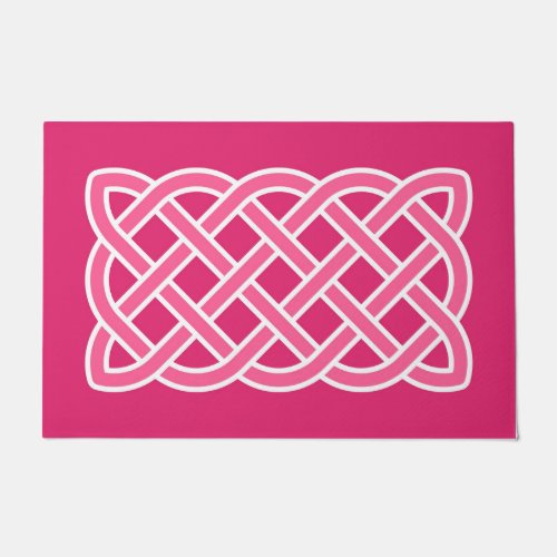 Celtic Knot Pattern Fuchsia Pink and White  Doormat