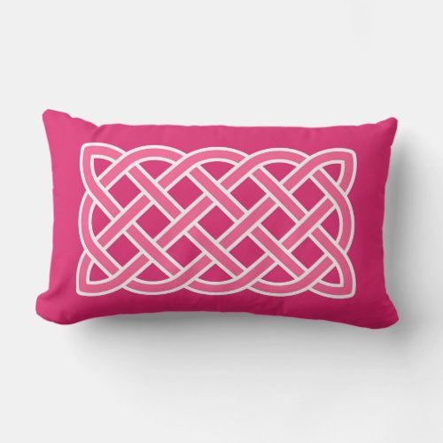 Celtic Knot Pattern Fuchsia Pink and White Lumbar Pillow