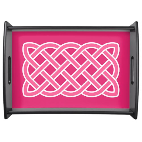 Celtic Knot Pattern Fuchsia Pink and White Serving Tray