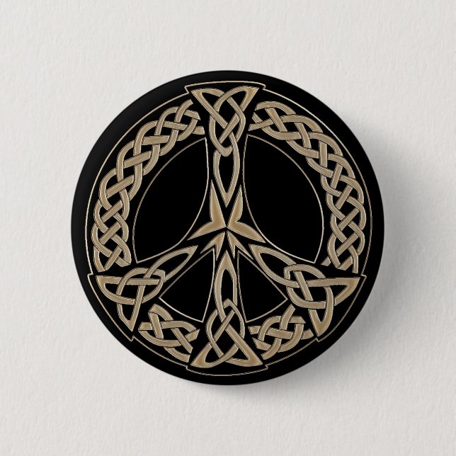 Celtic Knot Pattern Peace Sign Pinback Button (Front)
