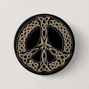 Celtic Knot Pattern Peace Sign Pinback Button