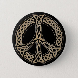 Celtic Knot Pattern Peace Sign Pinback Button