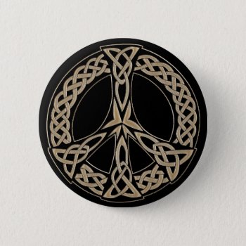 Celtic Knot Pattern Peace Sign Pinback Button by CelticRevival at Zazzle